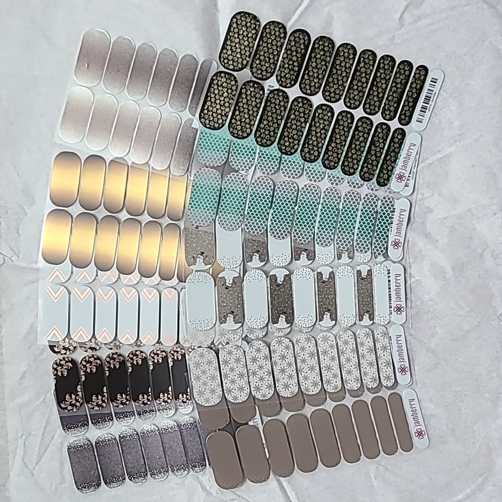 Large Jamberry metallic lot- Snow Day, Bumble, Mermaid Tales, Copper Ascent
